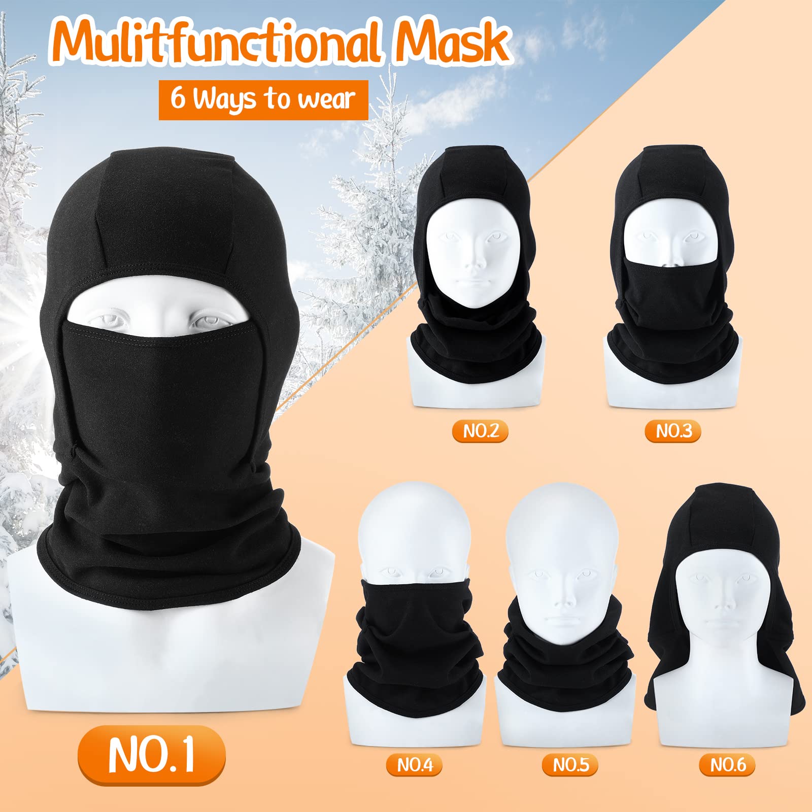 3 Pack Kids Balaclava Ski Mask - Winter Face Covering for Boys & Girls - Breathable, Windproof Neck Warmer for Cold Weather - Perfect for Skiing, Snowboarding & Outdoor Winter Activities