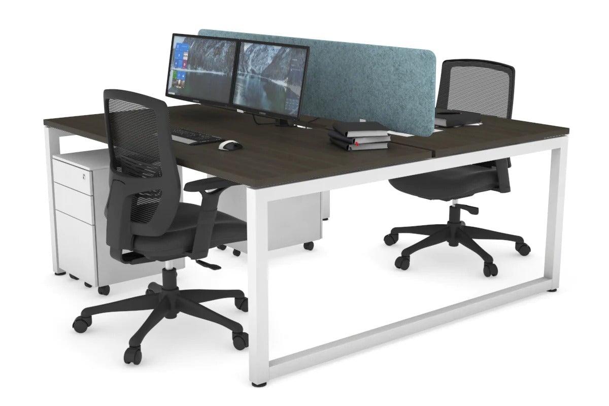 Quadro Loop Legs 2-Person Office Workstation - 1200L x 800W with Cable Management Scallop - Perfect for Collaborative Workspaces & Shared Office Desks
