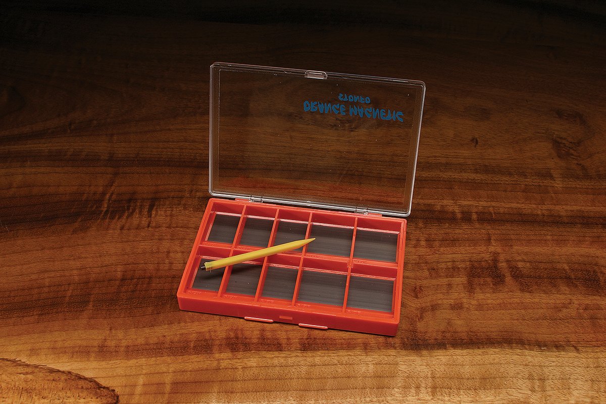 Stonfo Small Orange Magnetic Hook Box - Strong Magnetic Hooks for Fishing, Camping, Hiking & Outdoor Gear Organization - Perfect for Tackle Box, Backpack, and Tool Storage