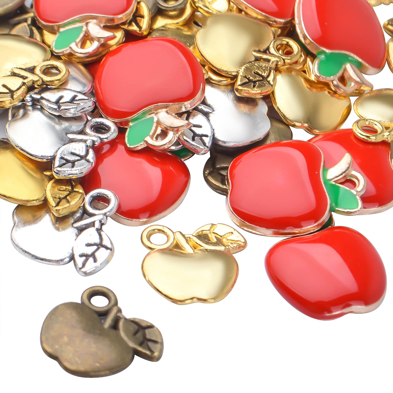 Apple Charms Enamel Fruit Pendants - DIY Jewelry Making Supplies for Earrings, Necklaces & Bracelets - Perfect for Handmade Gifts, Party Favors & Craft Projects
