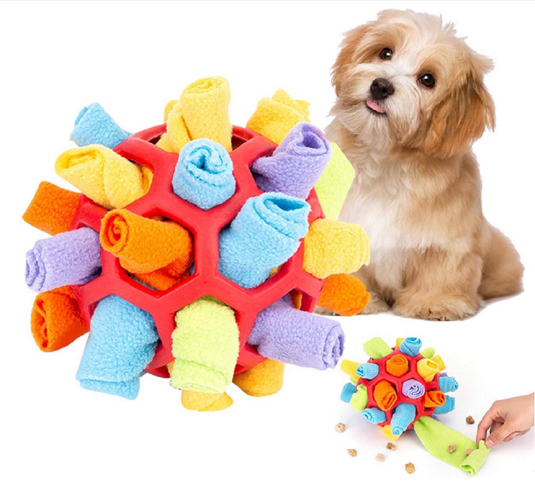 Ulgoo Interactive Dog Puzzle Toy - Chew Proof Enrichment Game for Dogs, Encourages Natural Foraging Skills - Portable Snuffle Ball for Mental Stimulation (Red) - Perfect for Indoor Play, Training & Anxiety Relief