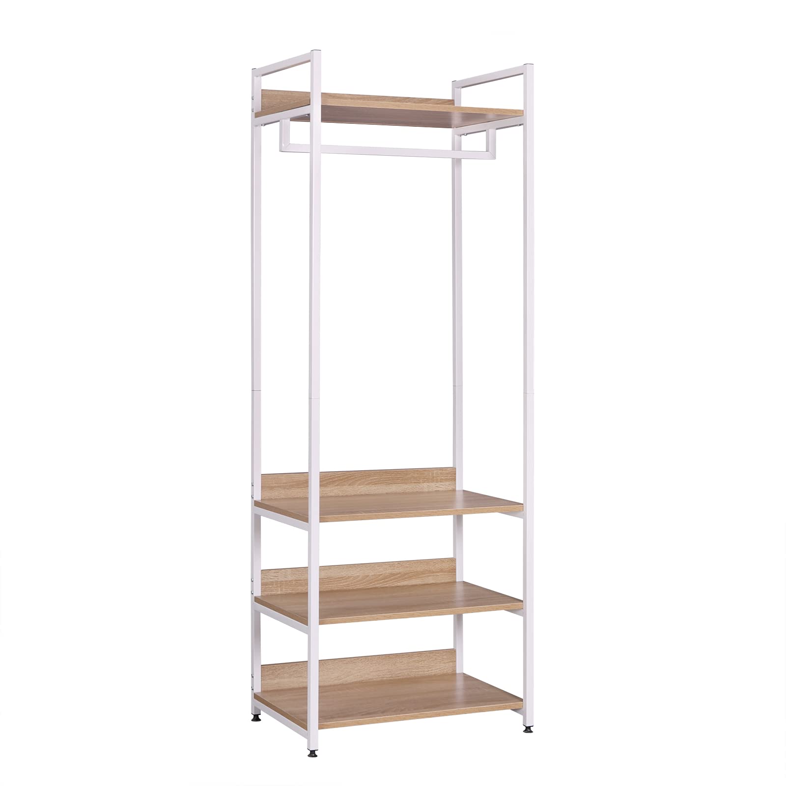 WOLTU Wood and Steel Wardrobe Stand with Shelves, Hangers, and Shoe Rack for Kids Room, Closet, or Bedroom (60x40x170 cm) - Perfect for Organizing Clothes, Shoes, and Accessories in Small Spaces