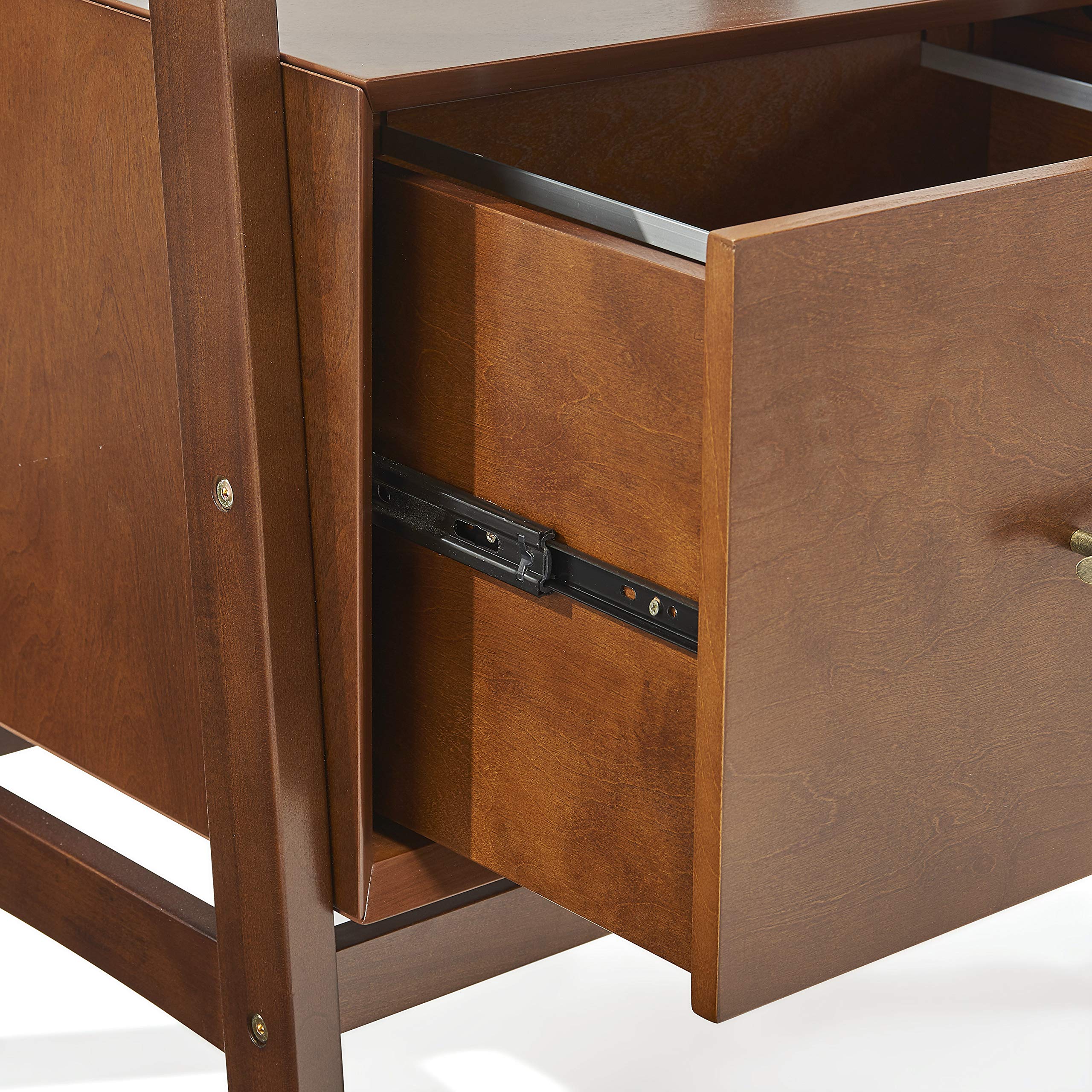 Crosley Landon Small Bookshelf Etagere - 3-Tier Bookcase Storage with Shelves & File Drawer - Solid Mahogany Wood - Perfect for Home Office, Living Room & Bedroom Organization