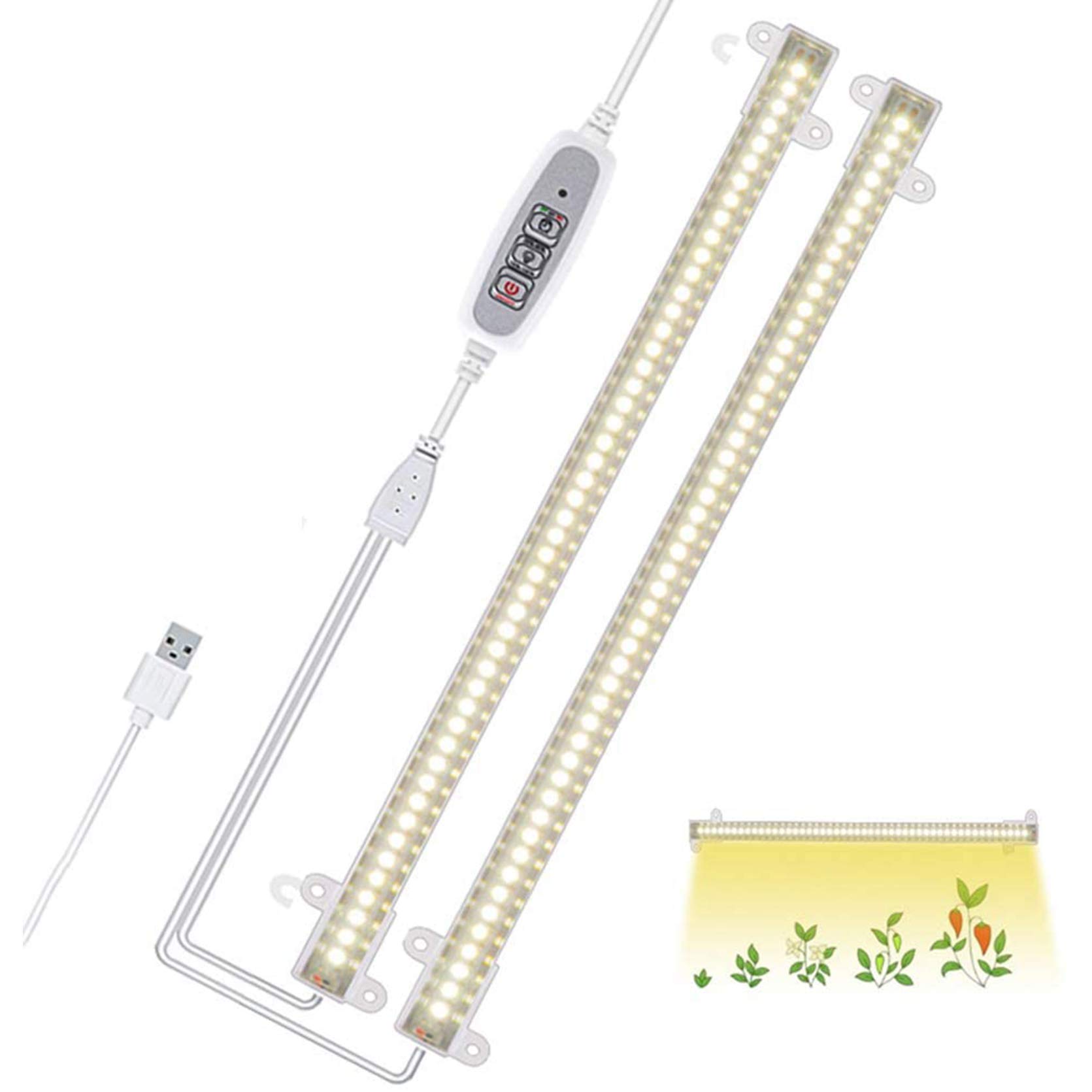 Twaray 20W LED Grow Light Strips Full Spectrum, Dimmable Plant Grow Lights with Timer for Indoor Plants - Perfect for Hydroponics, Greenhouses & Home Gardening