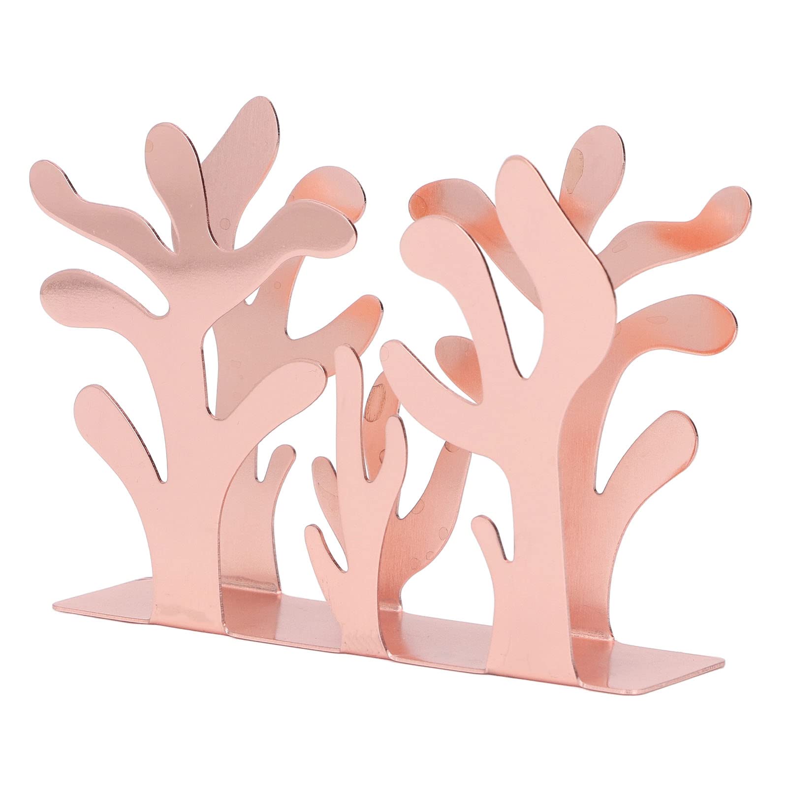 Rose Gold Metal Napkin Holder - Hollow Out Coral Pattern & Thickened Arc Design for Kitchen, Dining Table, Restaurant & Party Decor