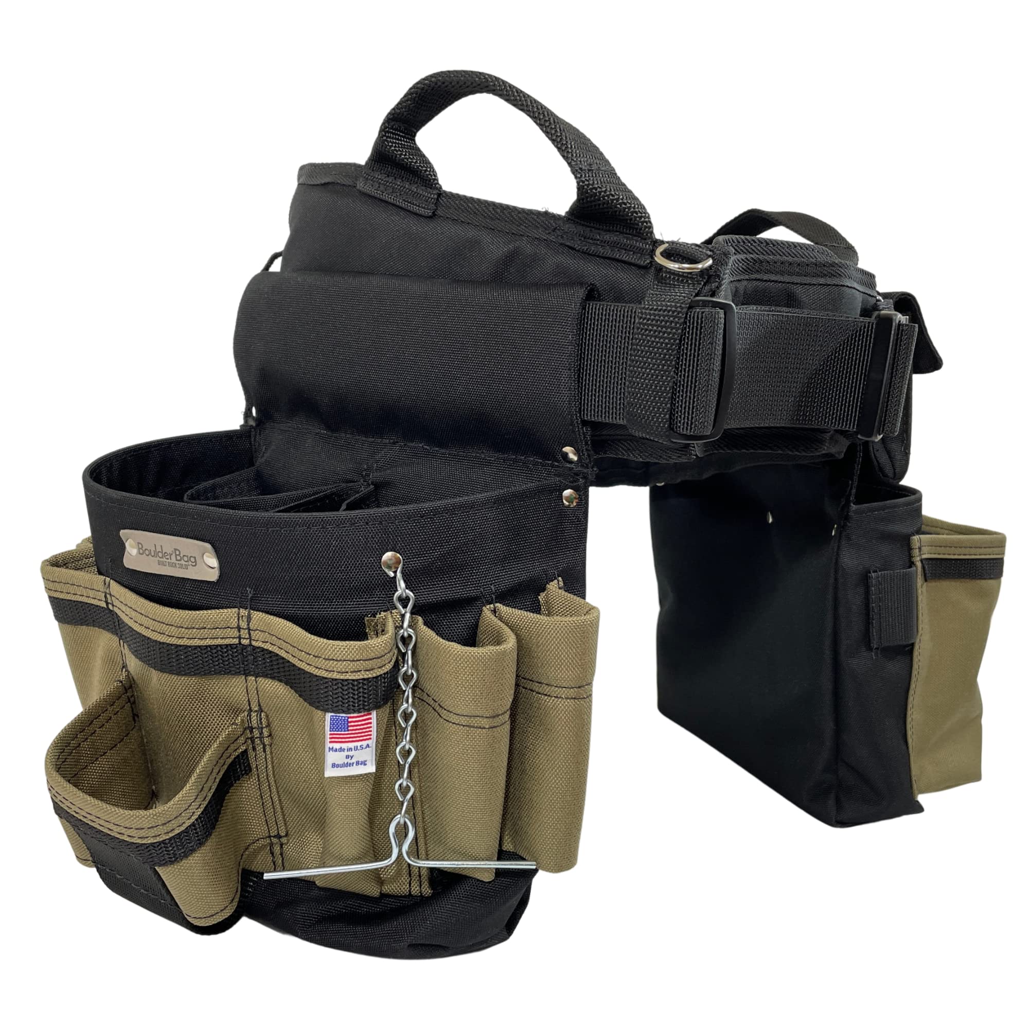 BOULDER BAG Ultimate Electrician's MAX Combo Tool Belt with Comfort Back Support & Quick Release Buckle - Heavy Duty Tan Work Belt (3X-Large 49-56 Inch Waist) - Made in USA - Perfect for Construction, Electrical Work & DIY Home Improvement Projects