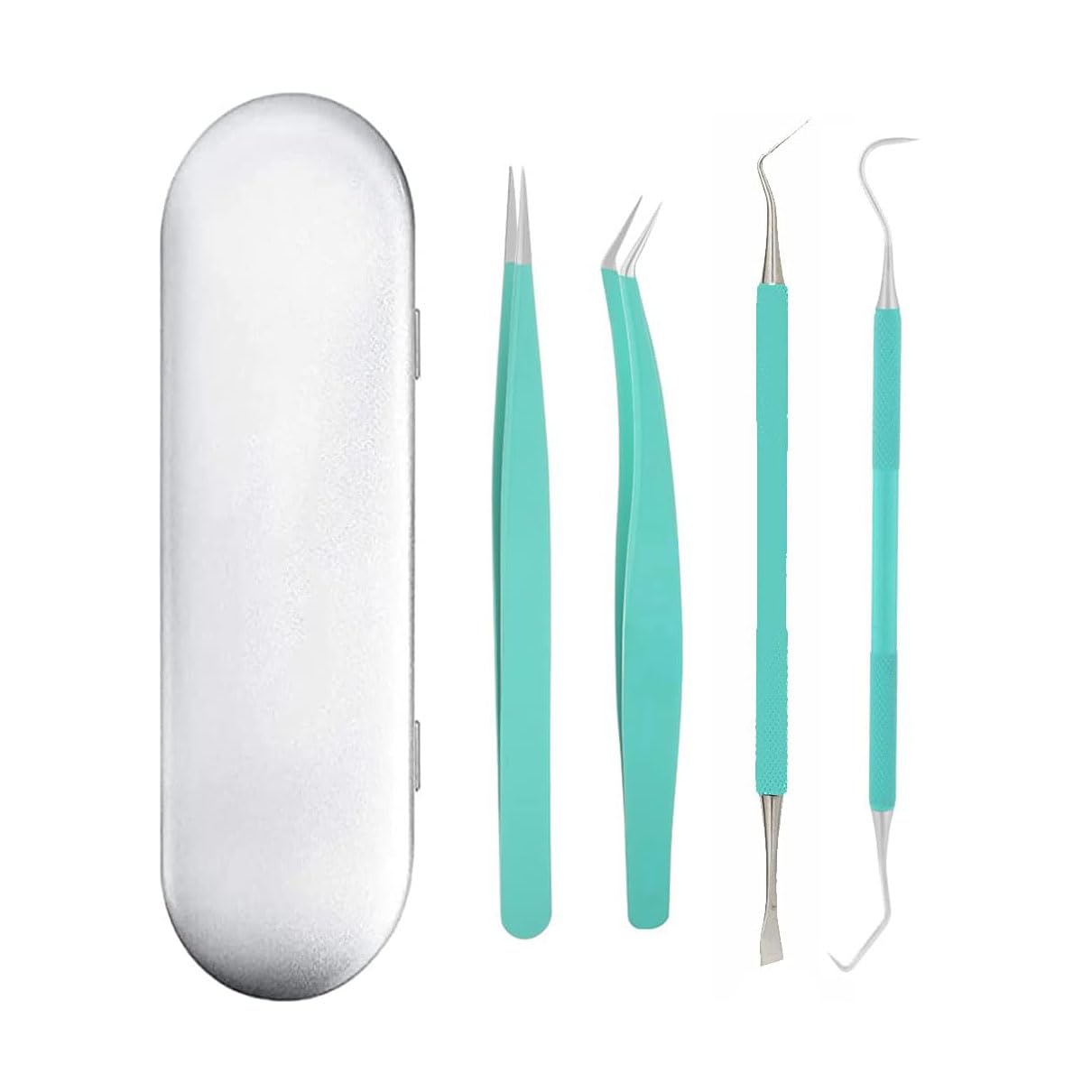 MUZOCT 4Pcs Vinyl Weeding Tool Kit - Stainless Steel Craft Weeder, Hook, Pick & Tweezers Set with Storage Case - Perfect for Vinyl Cutting, Sign Making & DIY Craft Projects