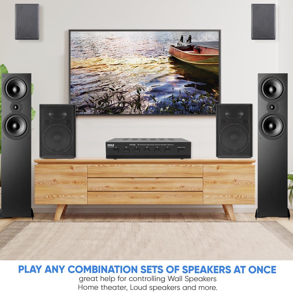 Premium High Power Stereo Speaker Selector Switch - 4 Zone Audio Distribution System for Home Theater, Multi-Room Setup & Professional Sound Systems