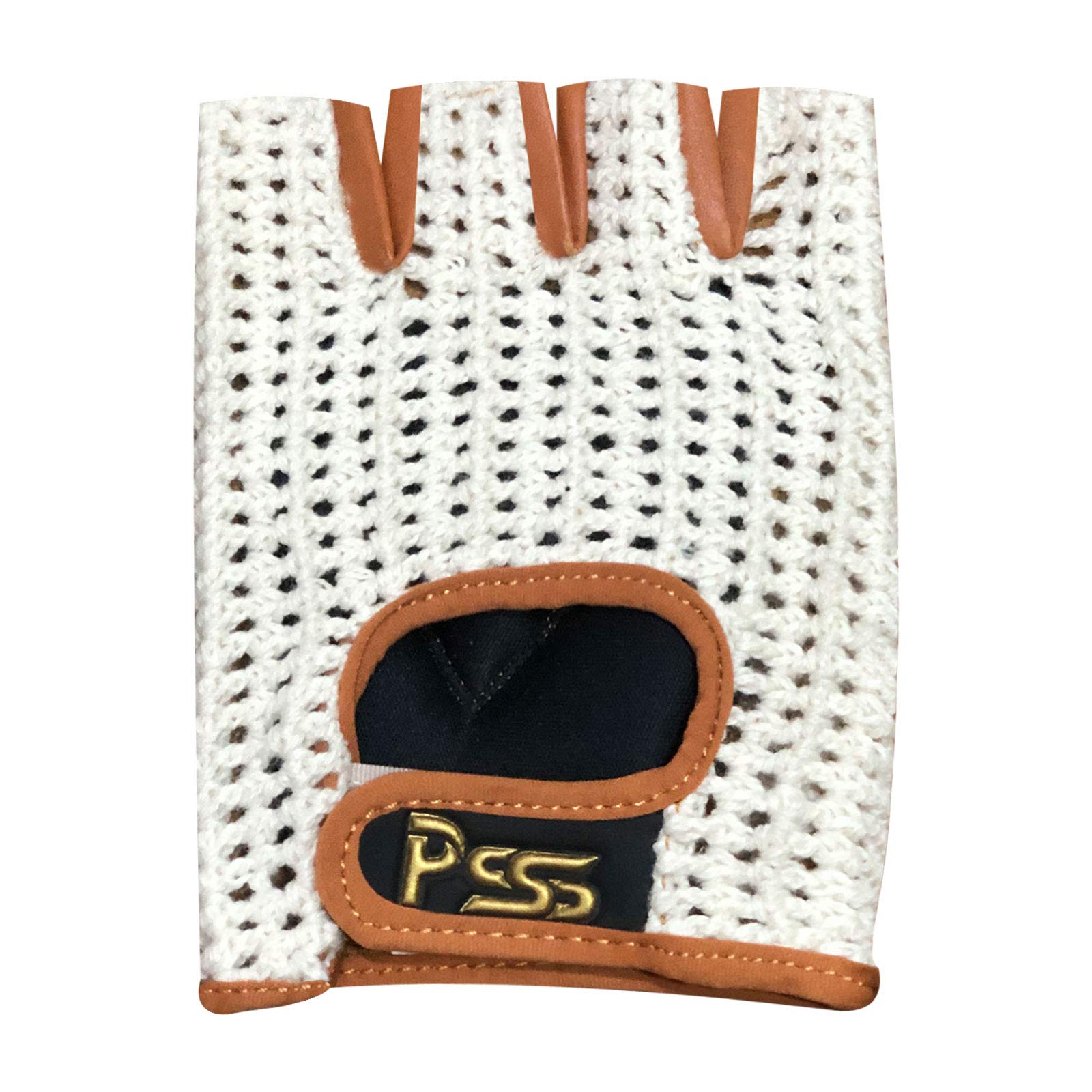 Breathable Fingerless Padded Cycling Gloves for Biking, Fitness & Gym Workouts - Tan with White Mesh, Medium Size | Ideal for Cycling, Weightlifting & Cross Training