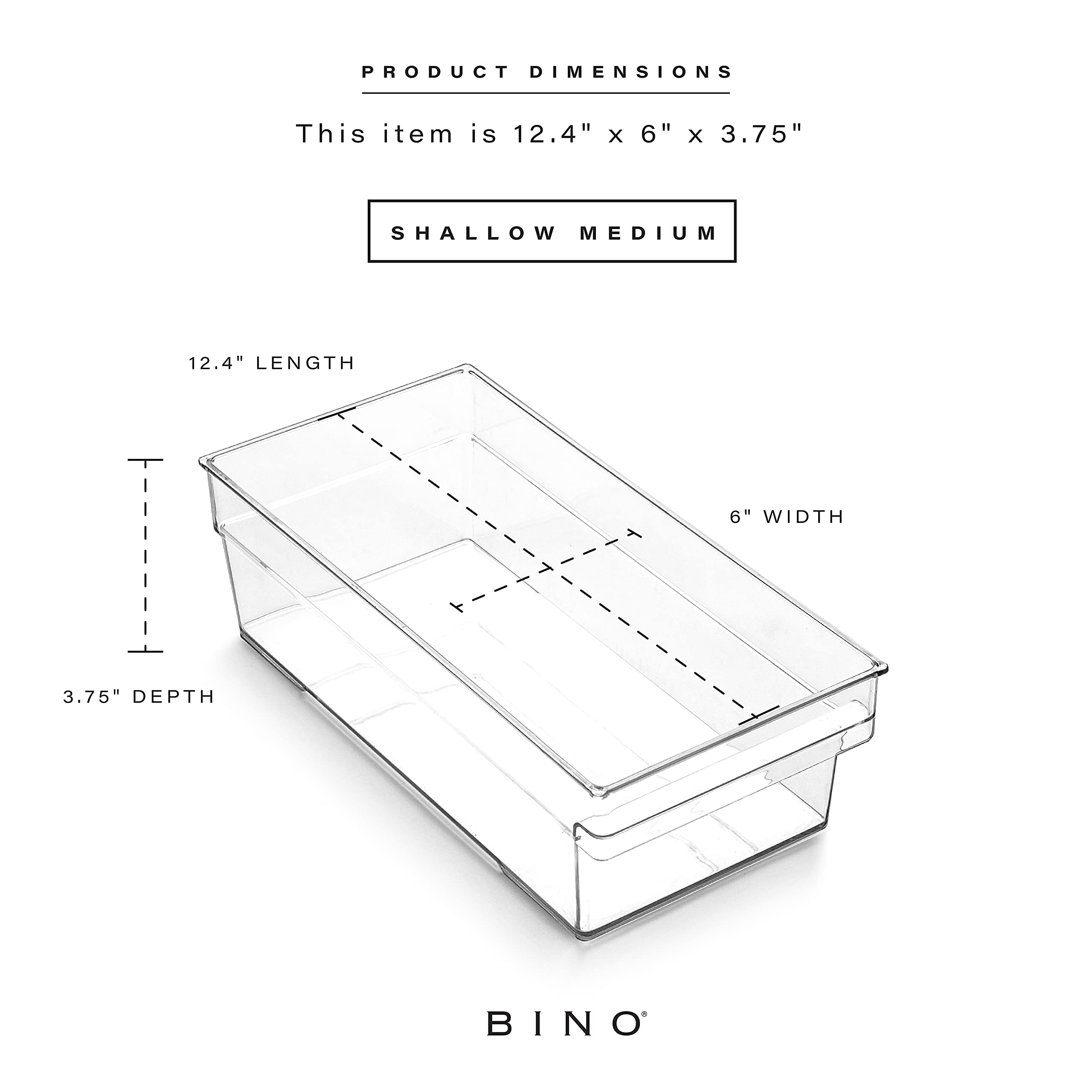 BINO Plastic Storage Bins - Shallow Medium Size | THE HANDLER COLLECTION | Multipurpose Clear Organizing Containers for Kitchen Pantry, Freezer & Home Organization | Perfect for Food Storage, Closet Organizing & Office Supplies