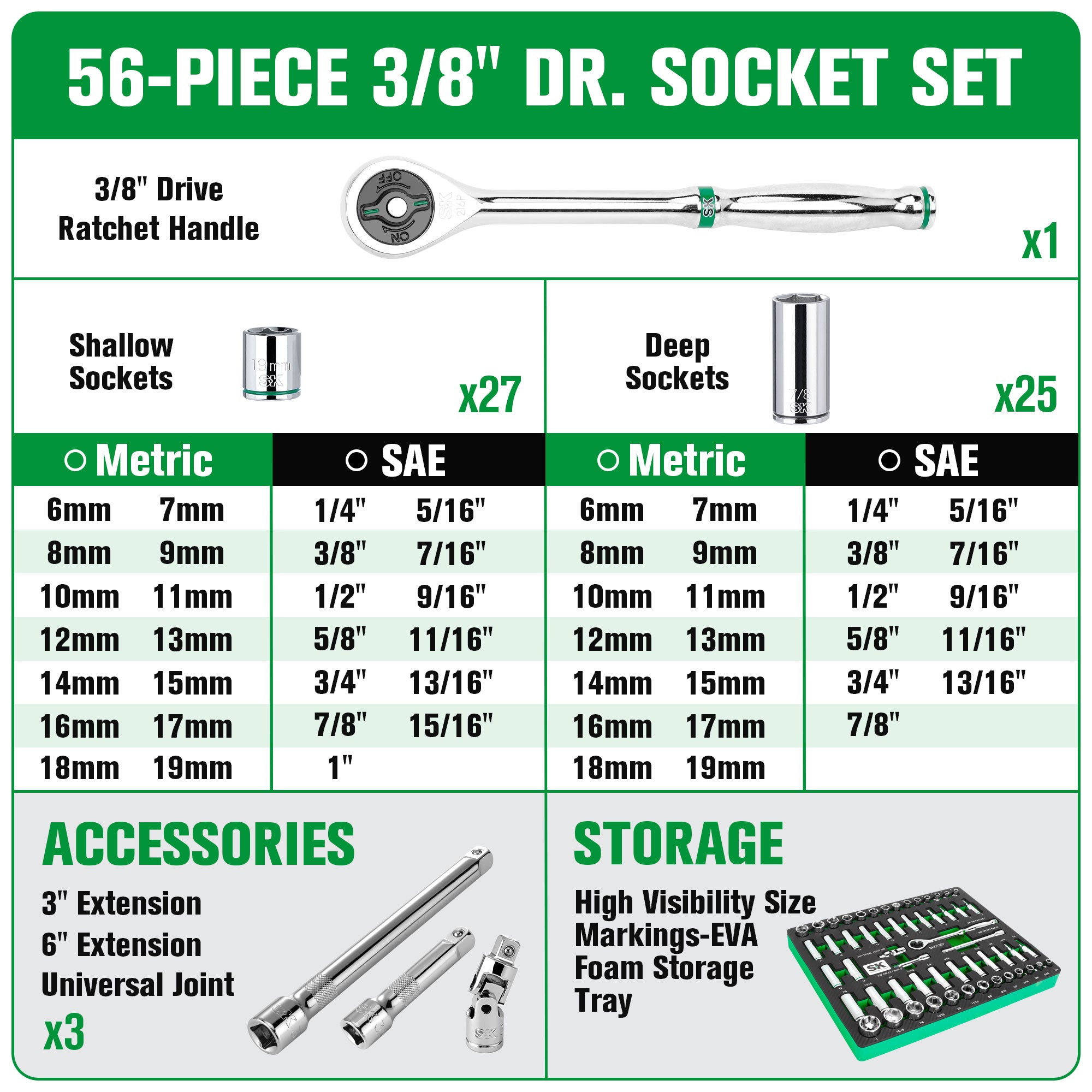 56-Piece 3/8
