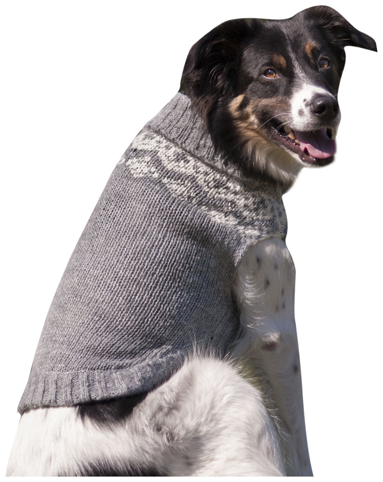 Cozy Fair Isle Knit Dog Sweater for Small Dogs - Warm Grey Winter Pet Clothing for Indoor & Outdoor Use