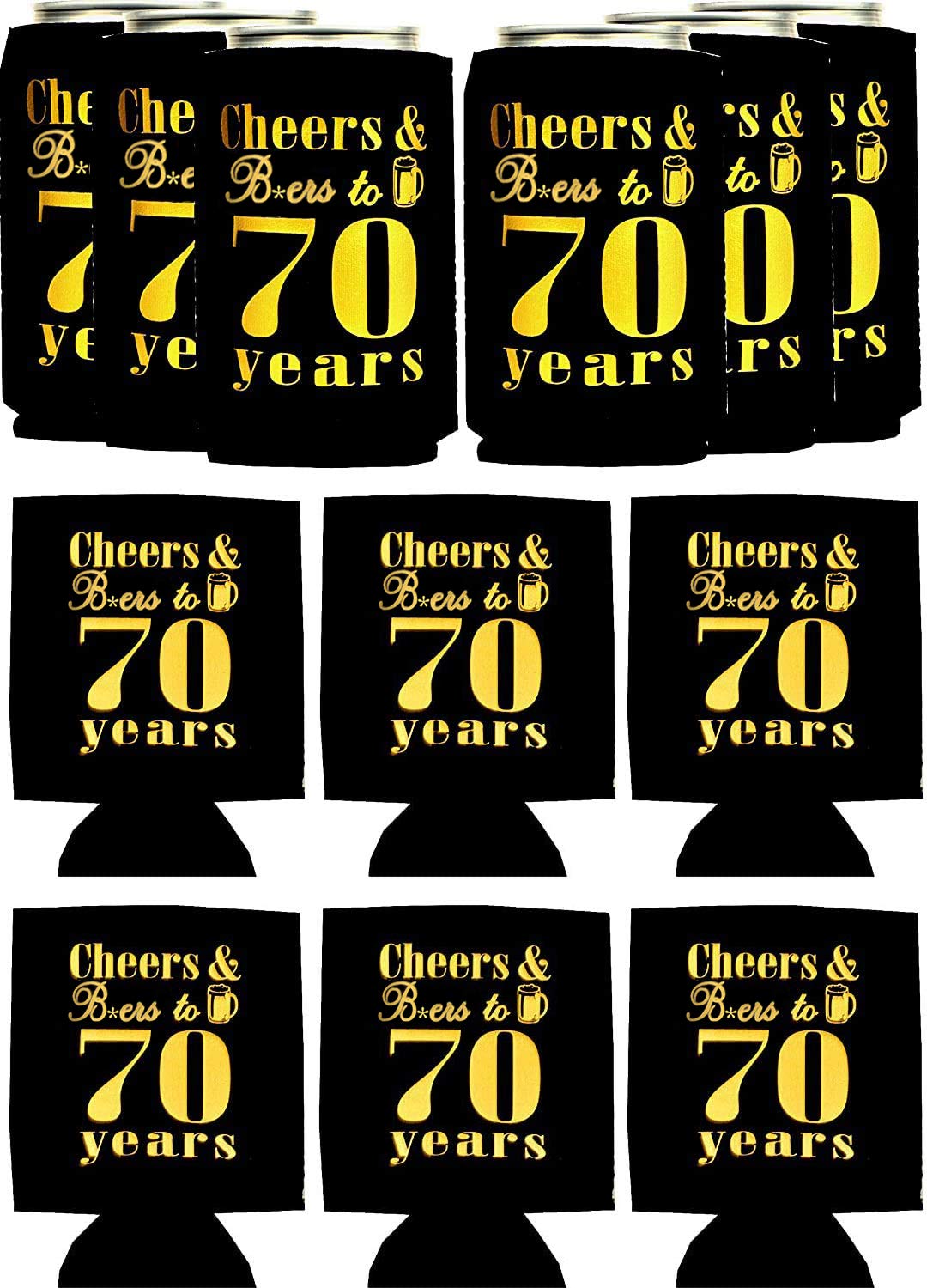 MEANT2TOBE 70th Birthday Decorations for Men - Personalized Can Cooler & Sleeve Set - Unique 70th Birthday Gifts for Him - Perfect for Birthday Parties, Retirement Celebrations & Father's Day Gifts