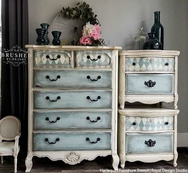 Harlequin Furniture Stencil - Reusable DIY Painting Template for Wood, Metal & Fabric - Perfect for Home Decor, Crafts & Upcycling Projects