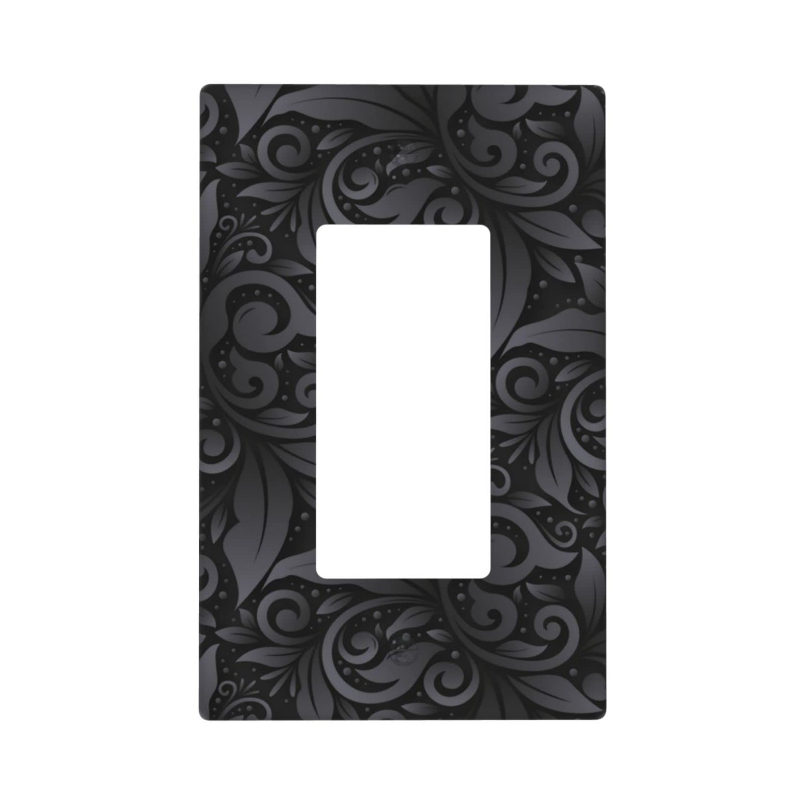 3D Floral Light Switch Cover - Black Farmhouse Wall Plate, 1 Gang Single Rocker, Standard Size 4.5