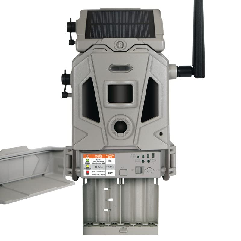 Bushnell CelluCORE 20 Solar Trail Camera - Low Glow Hunting Game Camera with Detachable Solar Panel, Strap & SD Card Bundle - Perfect for Wildlife Monitoring, Hunting, and Outdoor Security Surveillance