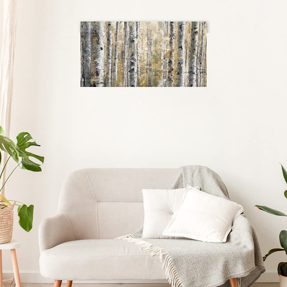 Autumn Birches Fine Art Canvas Wall Decor - Hand Painted Landscape Panel Painting for Living Room, Bedroom, Office - Ready to Hang 56x29 Inches - Perfect for Home, Hotel & Commercial Spaces