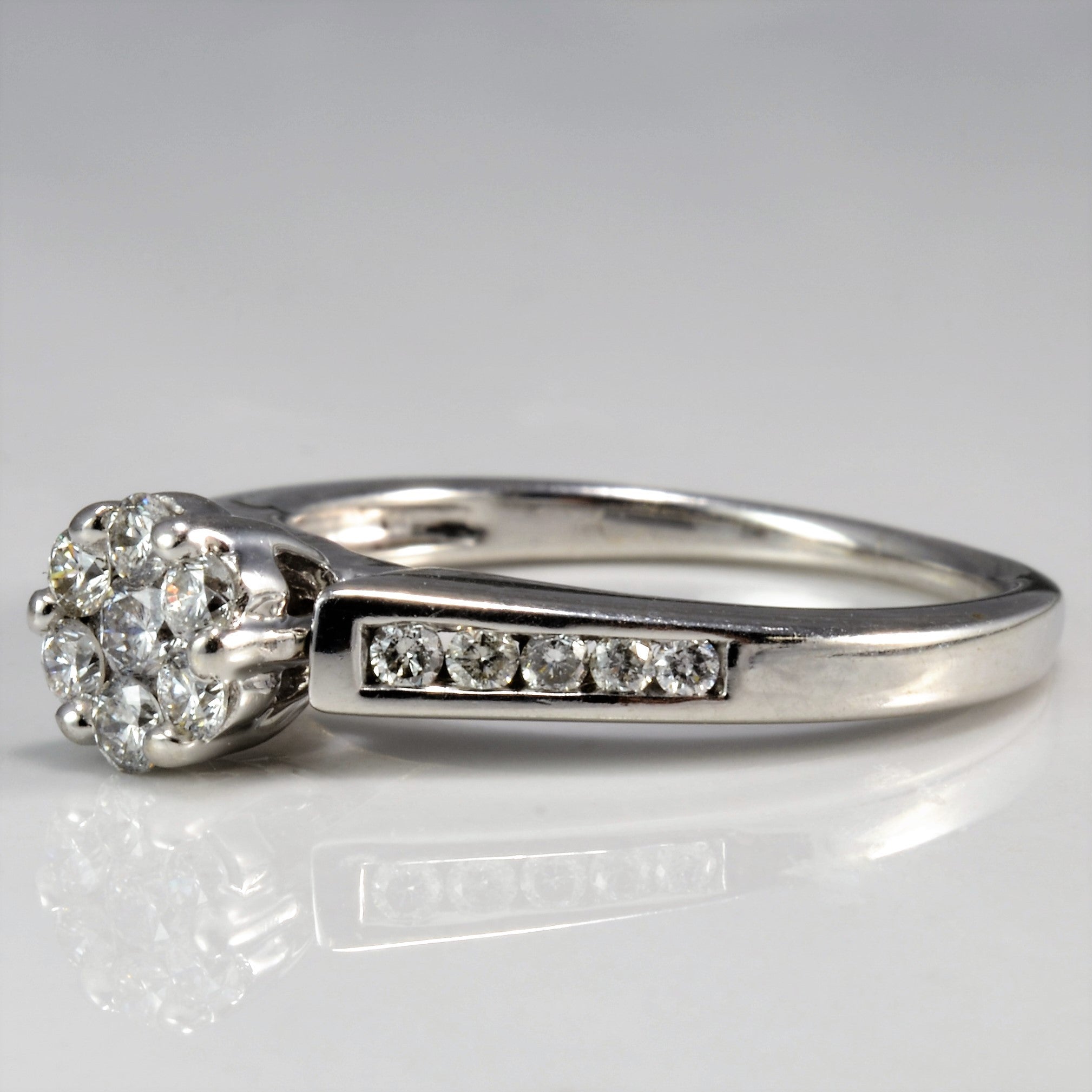 Floral Diamond Cluster Engagement Ring 0.40 Carat Total Weight I1/I2 H Color Size 5.5 - Perfect for Wedding Proposals, Anniversary Gifts & Romantic Occasions