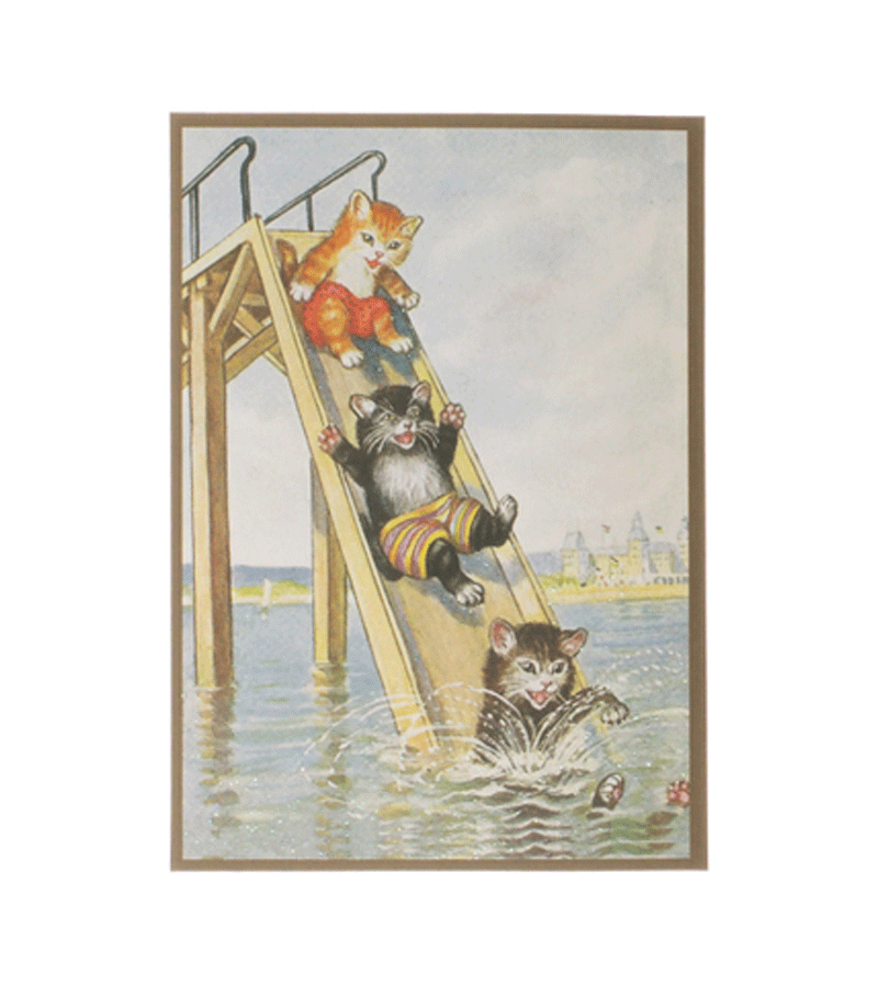 Vintage Cat Waterslide Postcards - Set of 10 Unique Retro Animal Postcards for Collectors, Scrapbooking & Home Decor