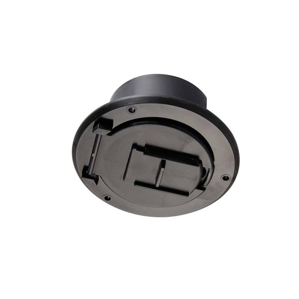 Replacement RVA1571 30 Amp Round Electric Cable Hatch with Back - Black Waterproof Power Cord Cover for RV, Marine & Outdoor Use | Superior Electric Brand