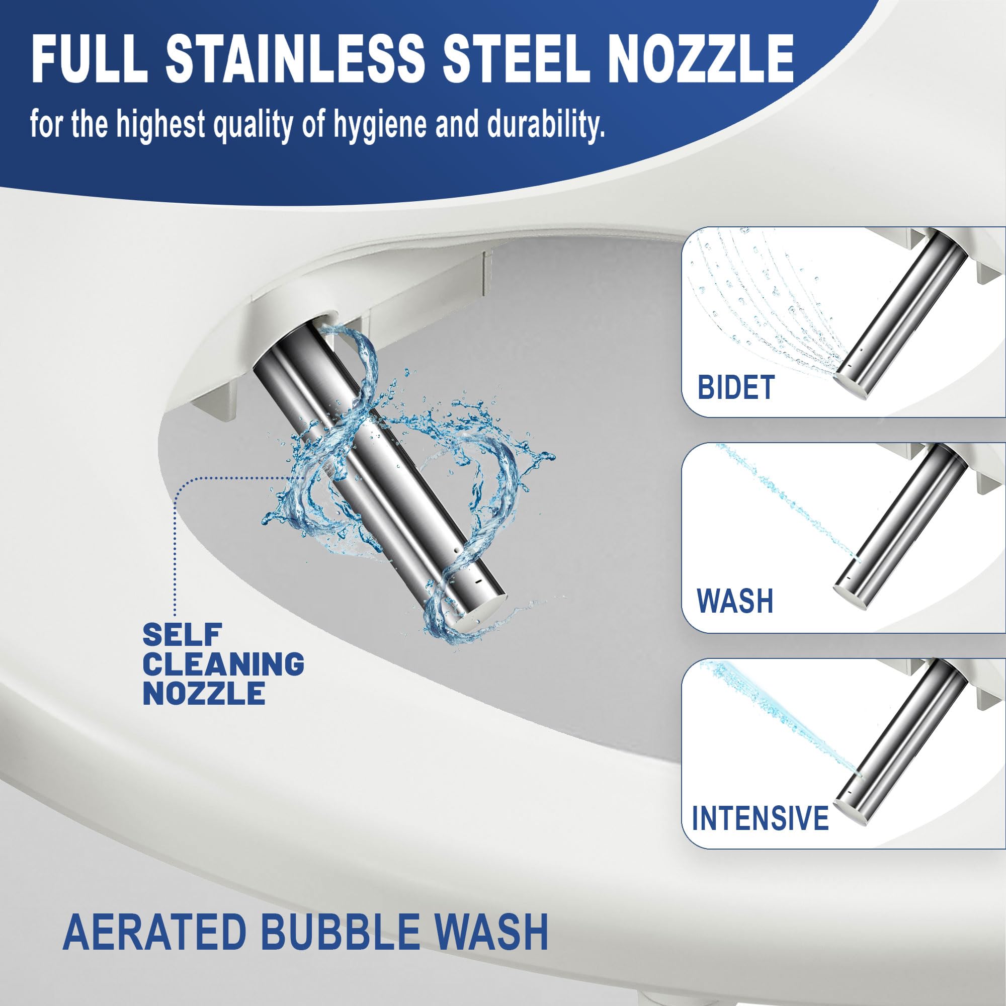 Premium GL-3 Smart Electric Bidet Toilet Seat - Elongated Toilet Compatible with Stainless Steel Self-Cleaning Nozzle, Warm Water, Heated Seat, Air Dryer & Intensive Wash - Perfect for Modern Bathrooms & Luxury Home Upgrades