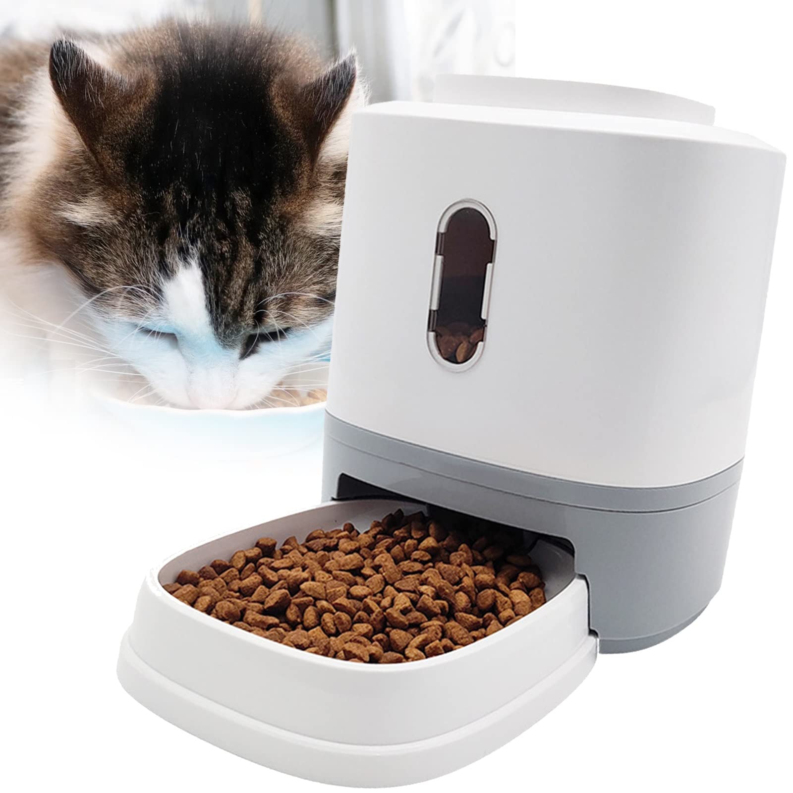 Niligan Plastic Dog Cat Food Bowl - Large Capacity 4L Pet Food Dispenser with Adjustable Portion Control - Ideal for Outdoor, Travel & Home Feeding