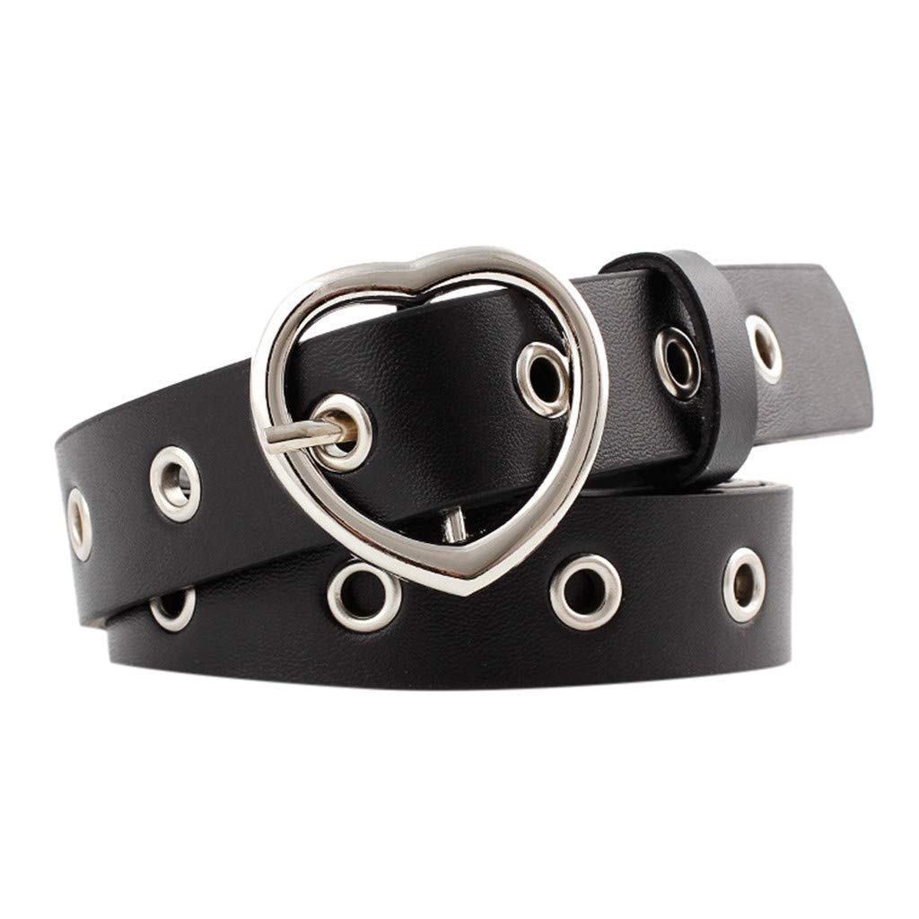 Vintage Heart Buckle Leather Belt for Women - Stylish Waist Belt for Jeans & Trousers - Fashionable Ladies Accessory for Casual & Office Wear