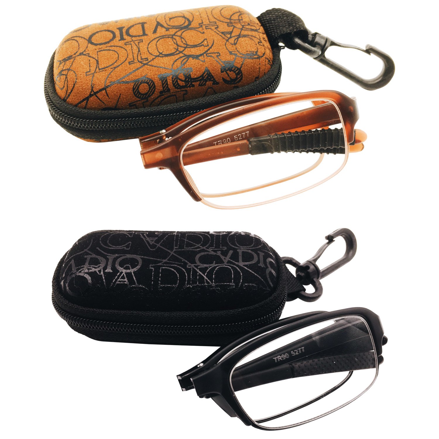 2 Pairs Lightweight Folding Reading Glasses with Travel Case - Portable Readers for Men & Women - Perfect for Travel, Reading, and Outdoor Activities
