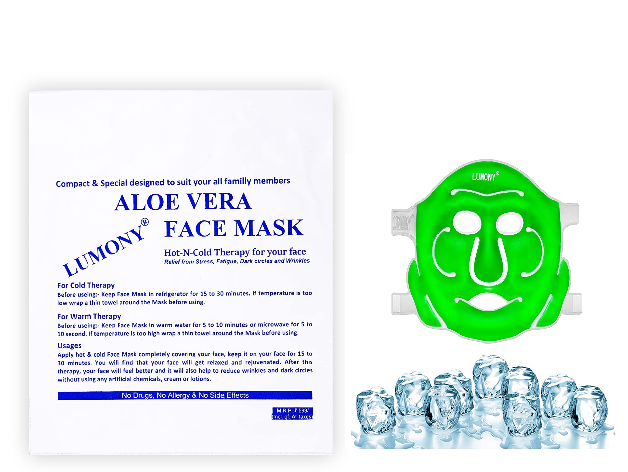 LUMONY® Combo Dr Marc's Cooling Gel Face Mask & Relaxing Eye Mask Set - Soothing Relief for Puffy Eyes & Tired Skin - Perfect for Spa, Travel & Home Use (All Skin Types)