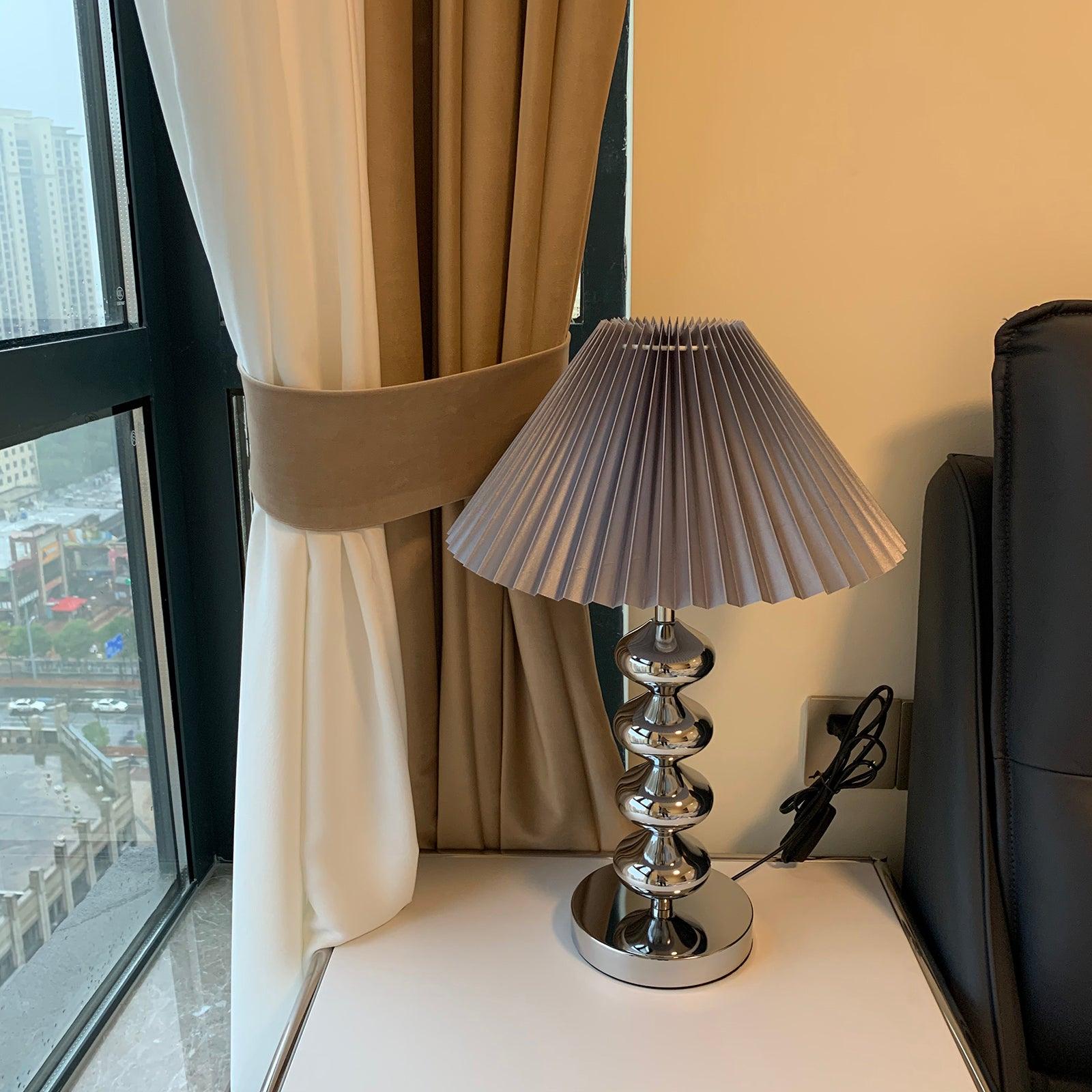 Aleisha Pleated Table Lamp - Modern Bedside Lighting for Bedroom, Living Room & Office - Soft Ambient Light with Adjustable Brightness