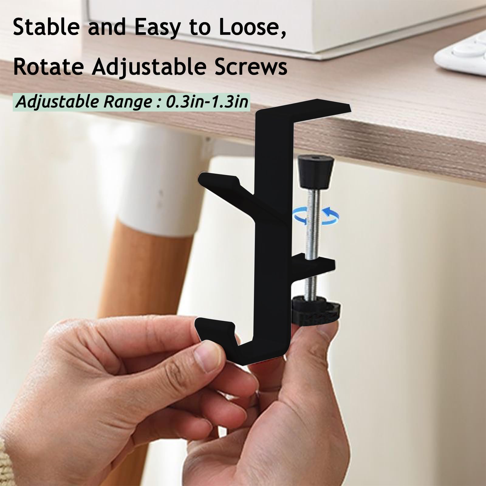 No-Hole Desk Hooks for Headphones & Keys - Space-Saving Organizer for Student Desks, Office & Dorm Rooms - Perfect for Hanging Bags, Cables & Accessories