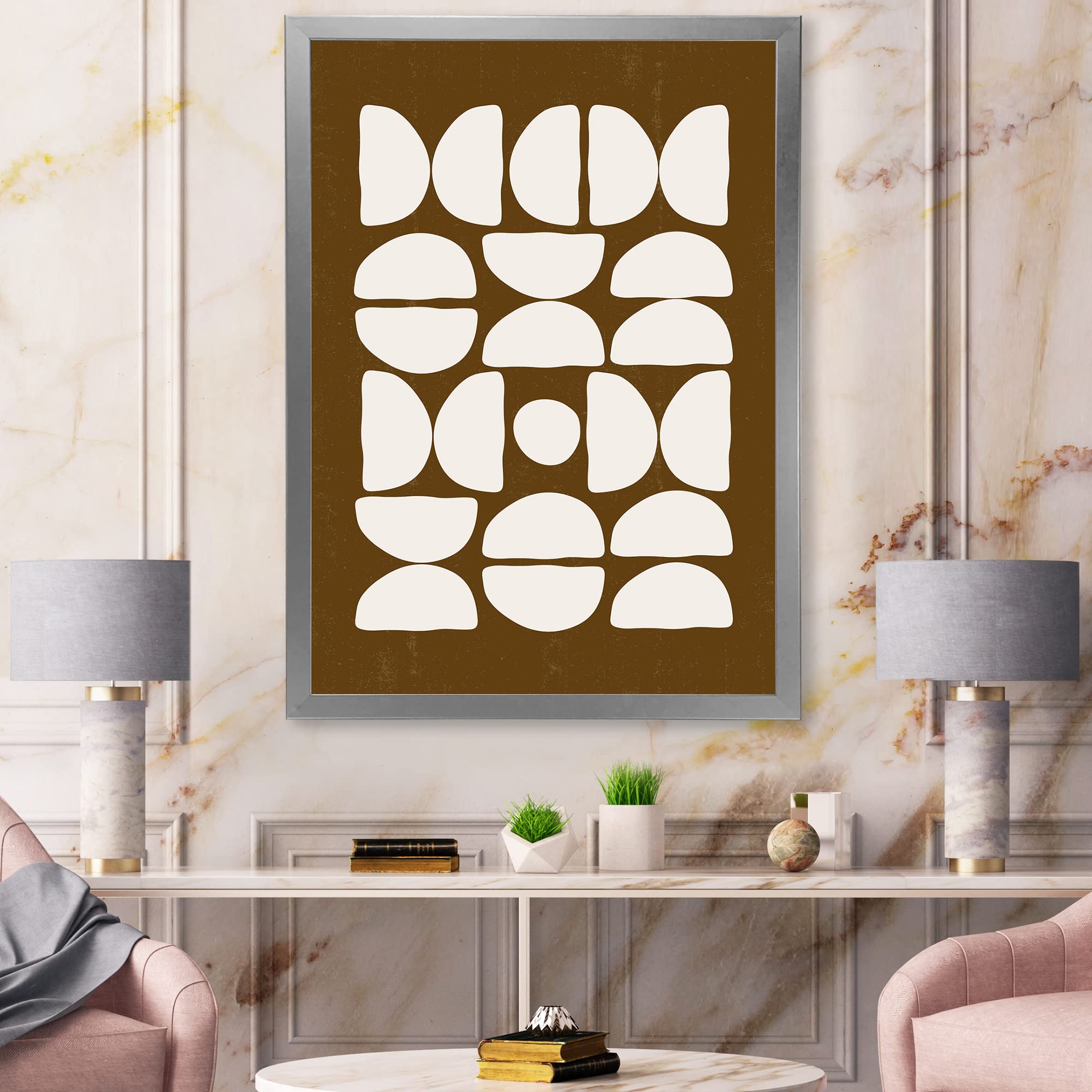 Minimalist Half Moon Abstract Framed Wall Art - Modern Home Decor for Living Room, Bedroom & Office