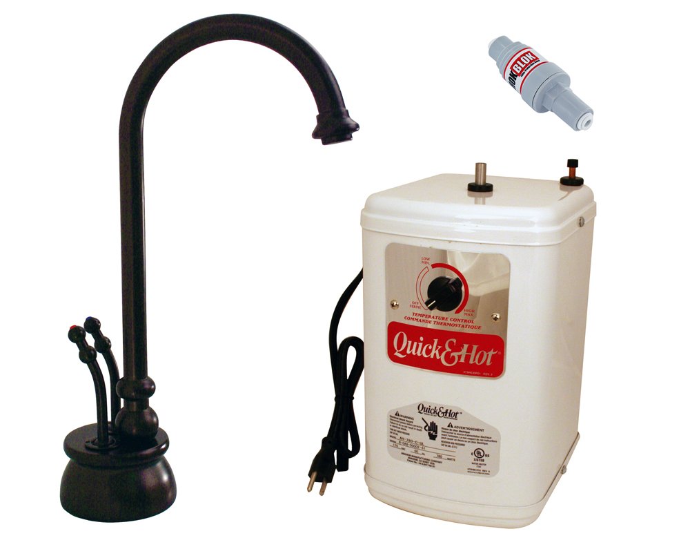 Westbrass D262HFP-12 Docalorah 10-Inch 2-Handle Hot and Cold Water Dispenser Faucet with Instant Hot Water Tank System, Oil Rubbed Bronze Finish - Perfect for Kitchen Sinks, Coffee Stations & Home Bars