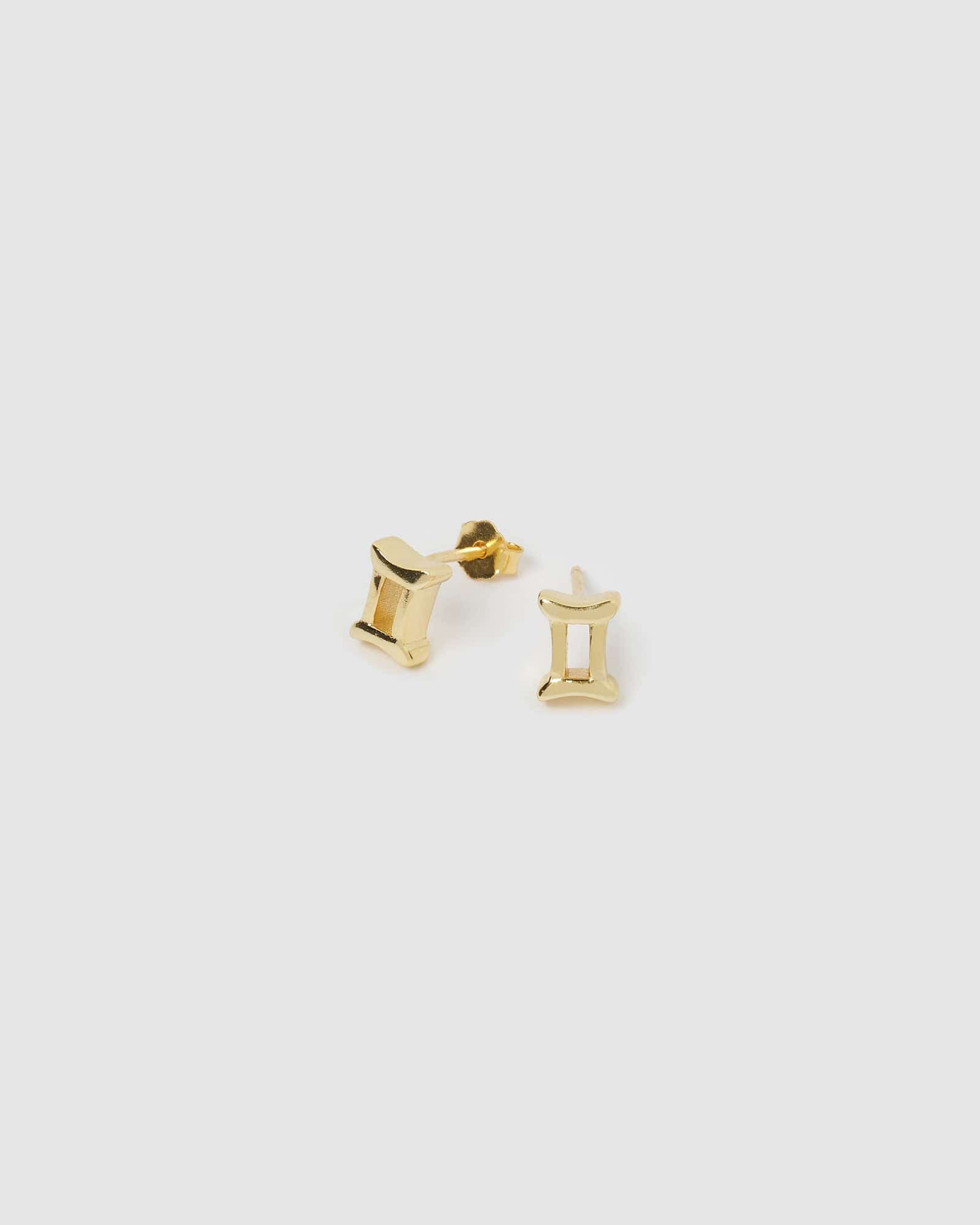 Izoa Gemini Zodiac Sign Gold Stud Earrings - Perfect for Birthdays, Gifts & Astrology Lovers