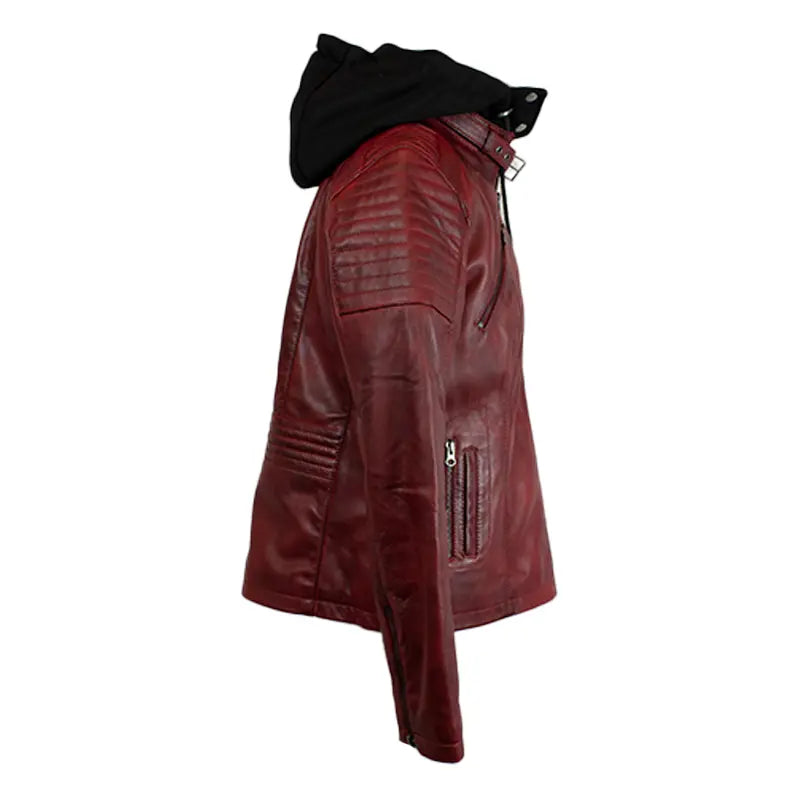 BOL Women's Hooded Leather Jacket - Stylish Faux Leather Coat with Zipper Closure, Warm Winter Outerwear for Casual Outfits & Streetwear Fashion