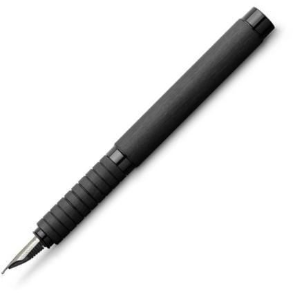 Faber-Castell Essentio Aluminum Black Fountain Pen - Premium Writing Instrument for Calligraphy, Journaling & Office Use
