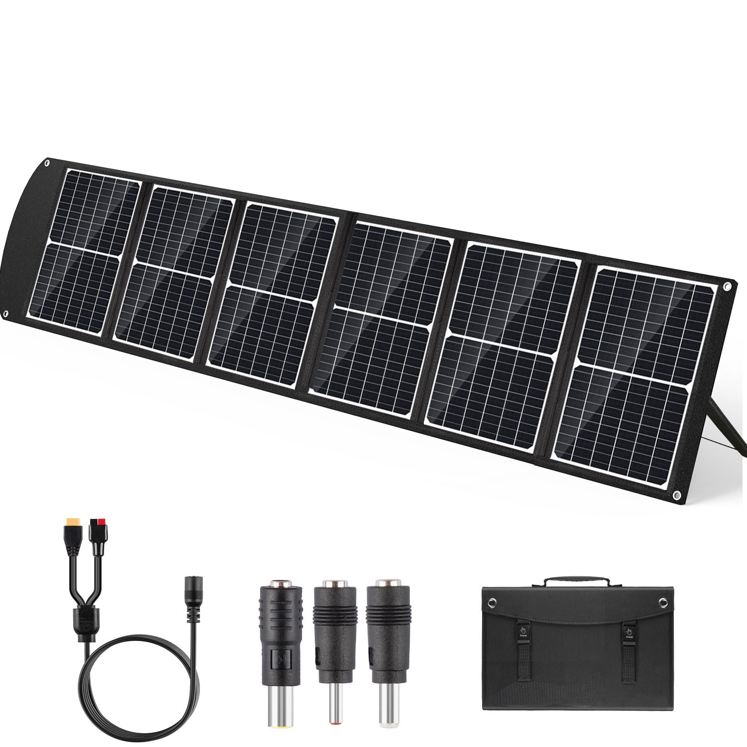 120W Portable Foldable Solar Panel Charger with USB A/C - 20V Waterproof Solar Suitcase for Power Stations, Phones, Tablets & RV - Perfect for Outdoor Camping, Hiking & Emergency Power Backup