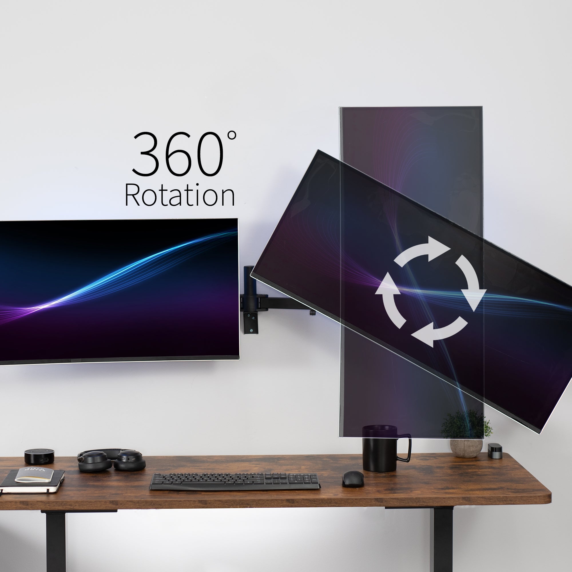 Adjustable Dual Monitor Wall Mount Bracket 27