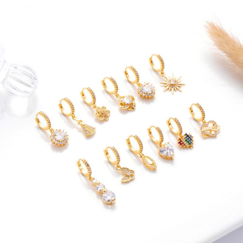 18K Gold Cartilage Huggie Hoop Earrings for Women - Sparkly Minimalist Earrings | HSPJ404 | Perfect for Everyday Wear, Parties & Gifts