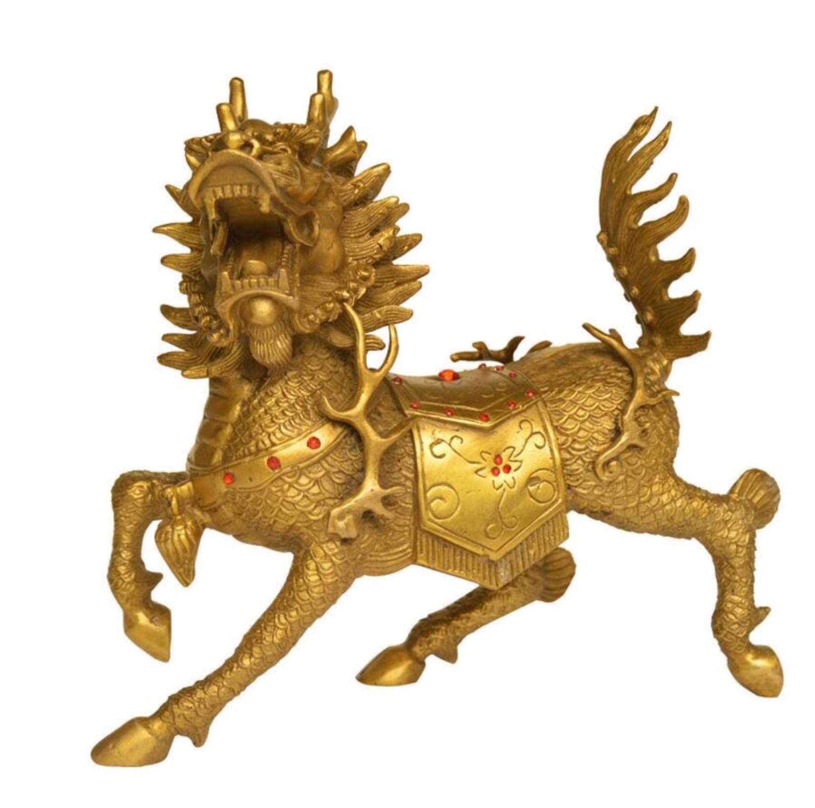 KKONION 2Pcs Copper Kirin Statue Ornaments - Handcrafted Chinese Mythical Creature Figurines for Home Office Decor, Feng Shui Gifts & Collectibles | Perfect for Living Room Display, Bookshelf Decor, and Spiritual Space Enhancement