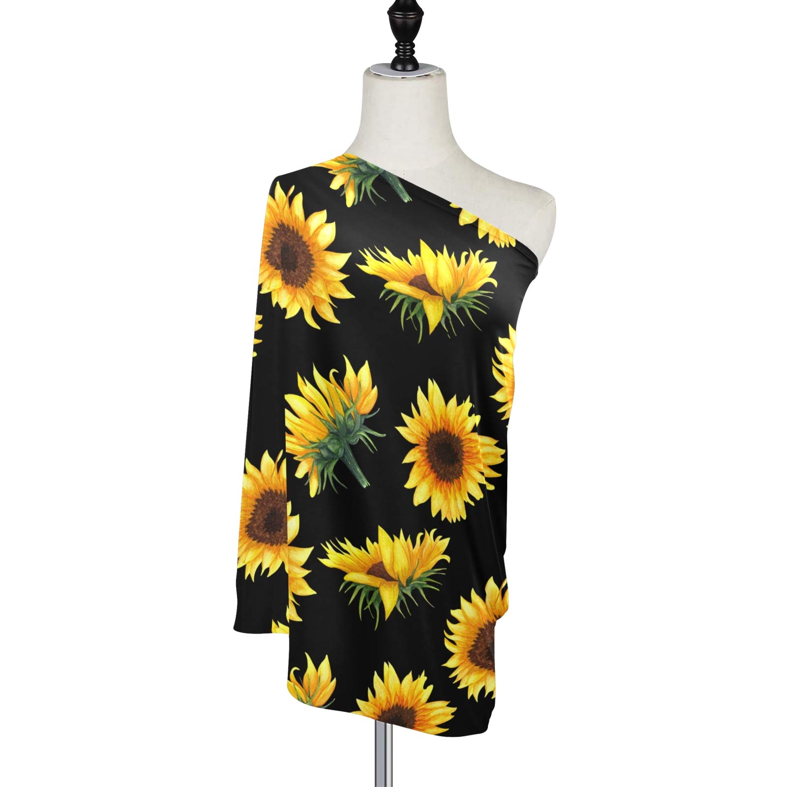 Stretchy Baby Car Seat Cover for Boys & Girls - Sunflower Floral Yellow Infant Car Canopy, Nursing Cover & Breastfeeding Scarf - Perfect for Travel, Shopping & Outdoor Protection
