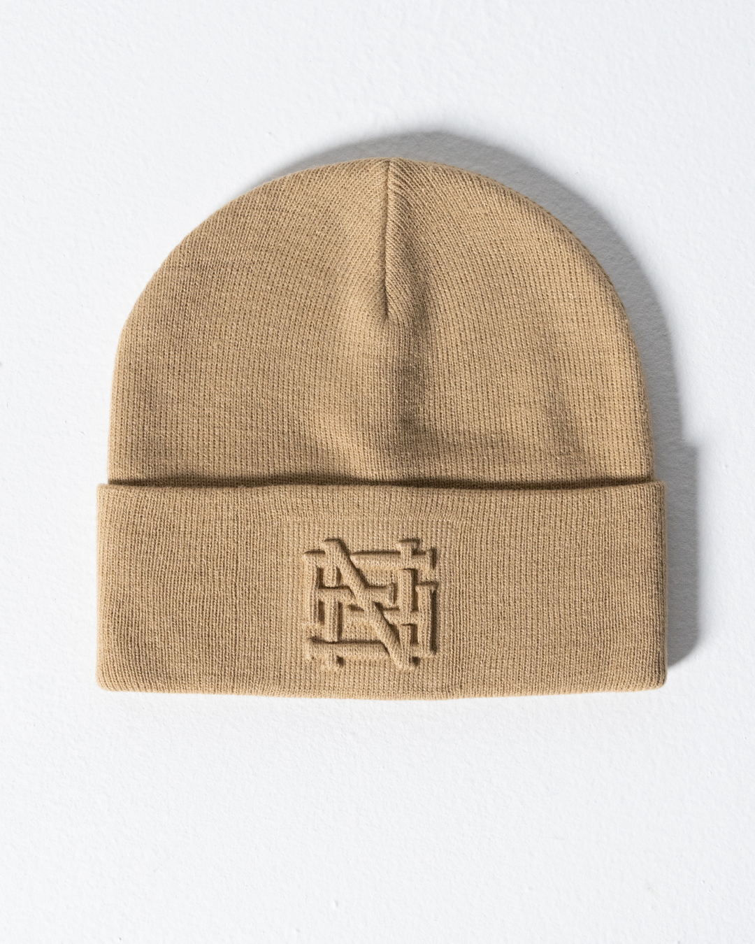 Embroidered Knit Beanie Hat for Men & Women - Light Tan Winter Warm Fleece Lined Skull Cap - Perfect for Outdoor Activities, Hiking, and Cold Weather Fashion