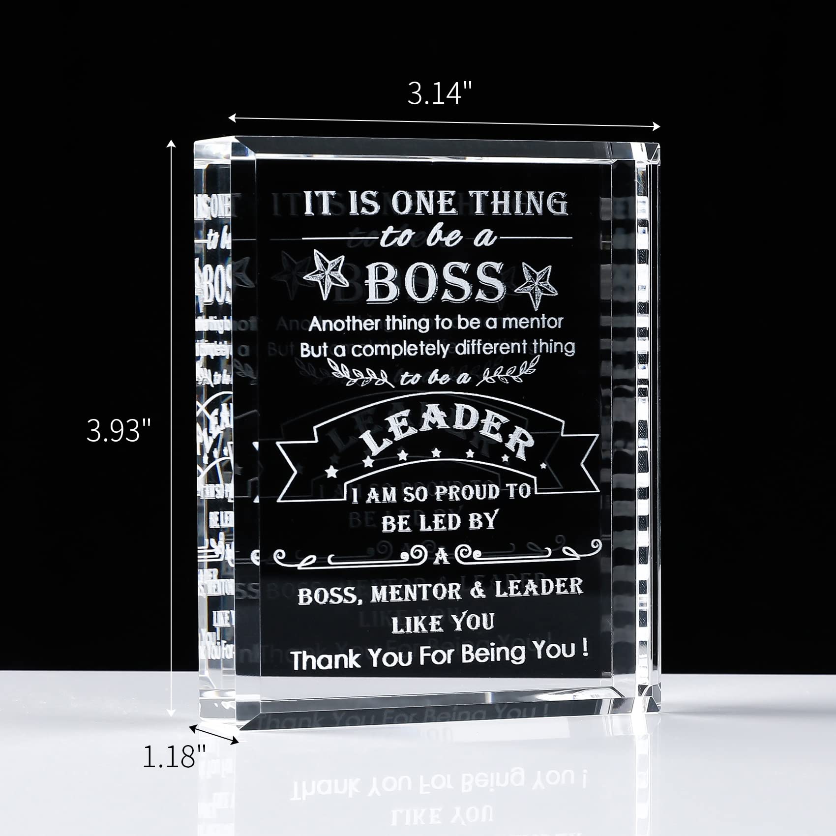 Premium Crystal Boss Gift Set for Men & Women - Elegant Office Keepsake for Mentor, Supervisor & Leader | Perfect for Retirement, Farewell, Christmas, Birthday & Boss Day | Thoughtful Appreciation Gift for Workplace Scenarios