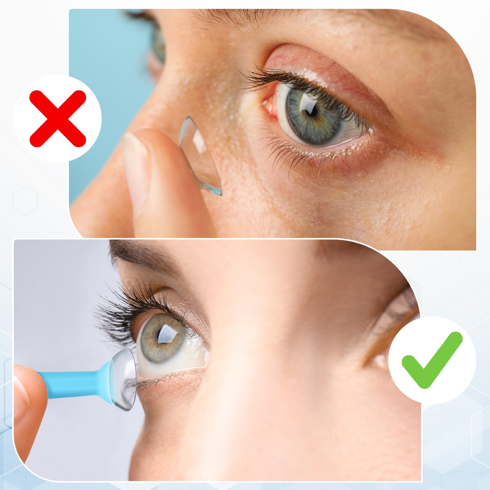 6Pcs Silicone Contact Lens Remover Tool - Soft Eye Suction Cup for Hard & Scleral Lenses - Safe RGP Lens Removal Kit - Perfect for Travel & Daily Use