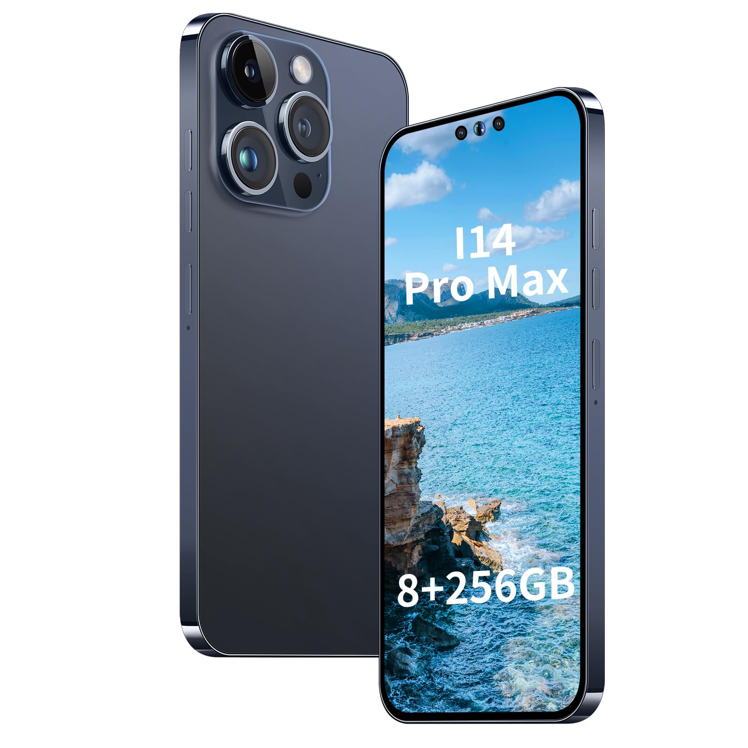 Unlocked A14 PROMAX Android Smartphone 8GB RAM 256GB Storage, 24MP+50MP Dual Camera, 6800mAh Long-Lasting Battery, 6.7