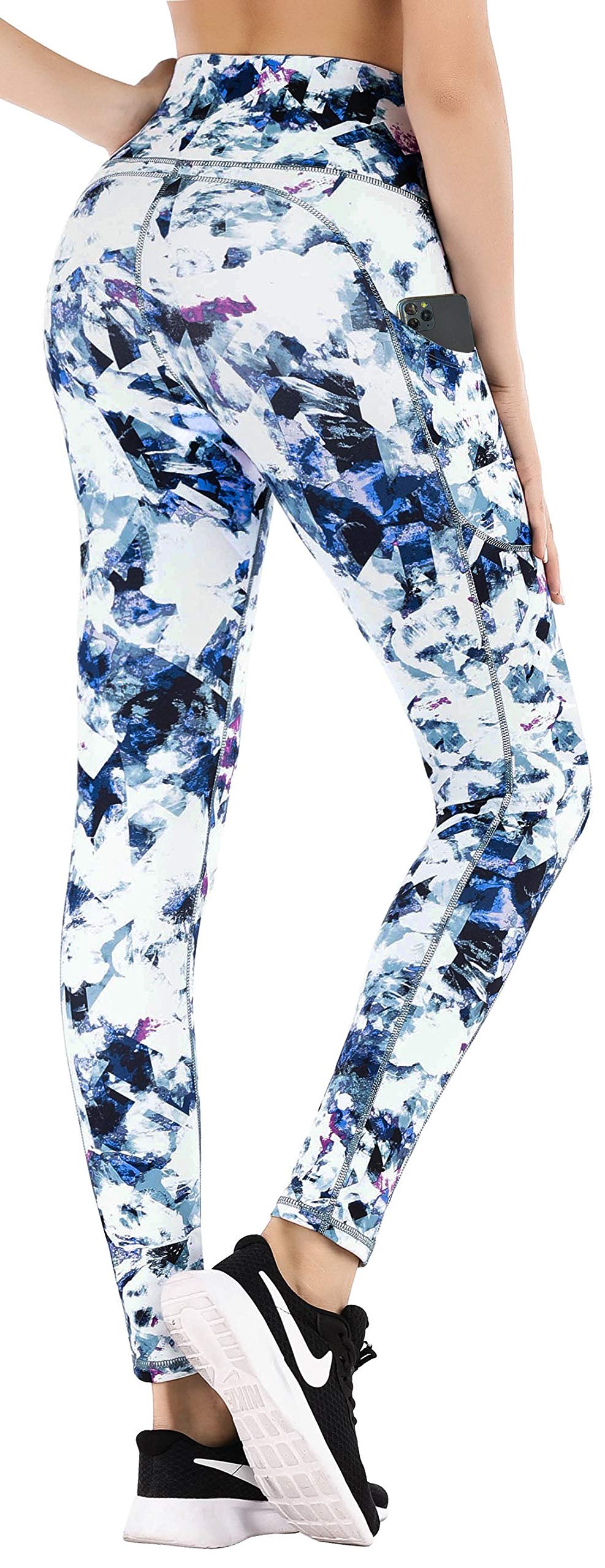 IUGA Women's High Waisted Yoga Pants with Pockets - Printed Workout Leggings for Running, Gym & Lounge - Side Pocket Tights for Comfort & Style
