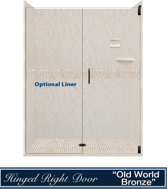 Premium Rafe Marble Alcove Shower Kit with 3 Accent Options (Liner Optional) - Luxury Bathroom Upgrade for Modern Homes & Spa-Like Experience