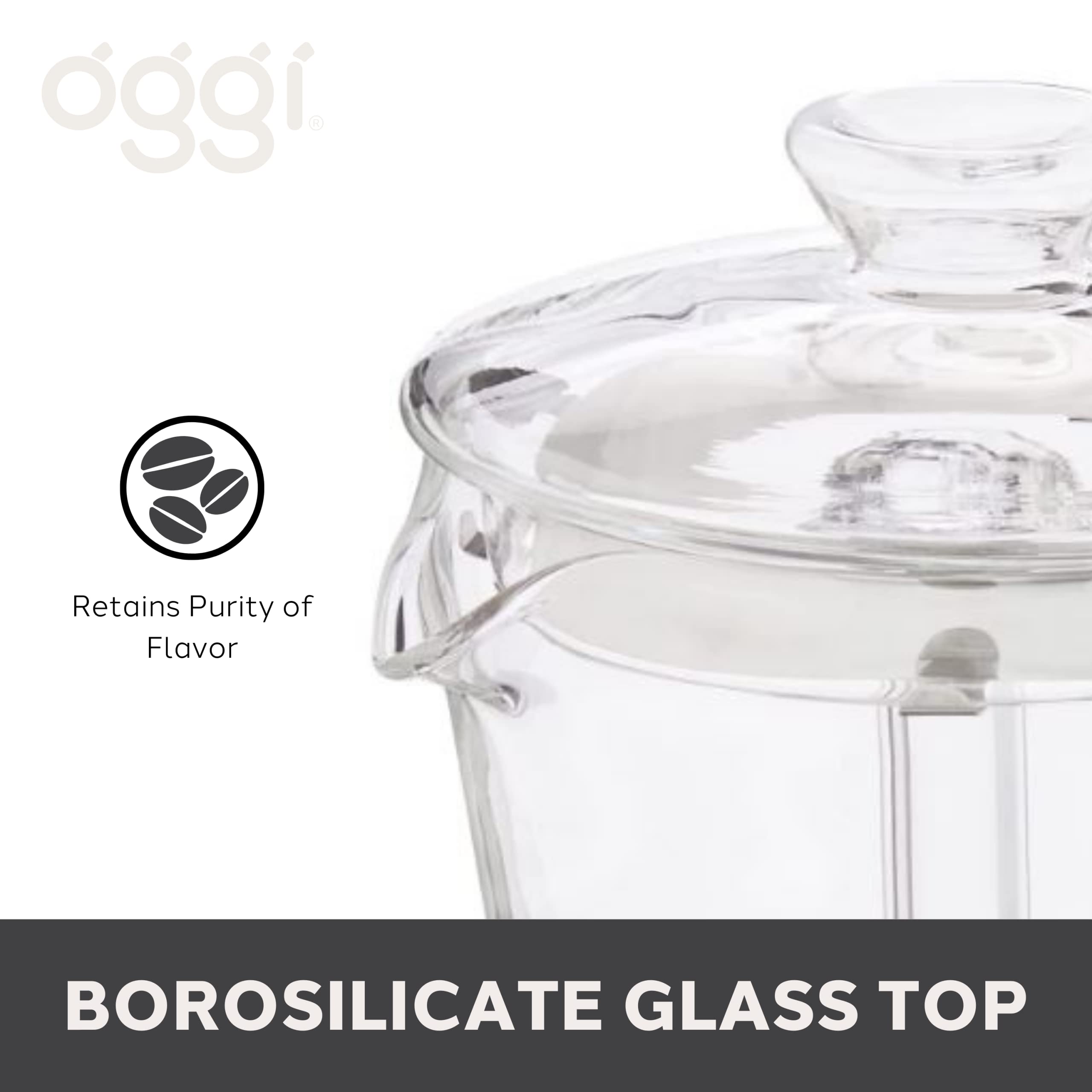 Oggi Stovetop Espresso Maker - 4 Cup (4oz) Borosilicate Glass Moka Pot, Italian Coffee Maker for Home & Office | Perfect for Espresso, Latte & Cappuccino | Stovetop & Camping Coffee Brewing