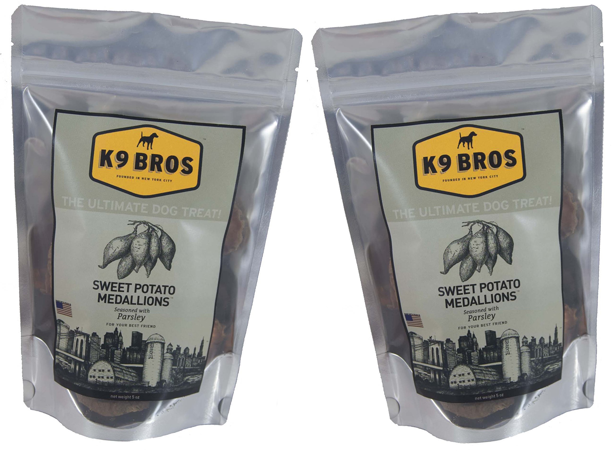 Natural Sweet Potato Dog Chews for Teeth Cleaning & Fresh Breath - Parsley Seasoned Healthy Treats, Small Batch (2 Pack) - Perfect for Puppies & Adult Dogs