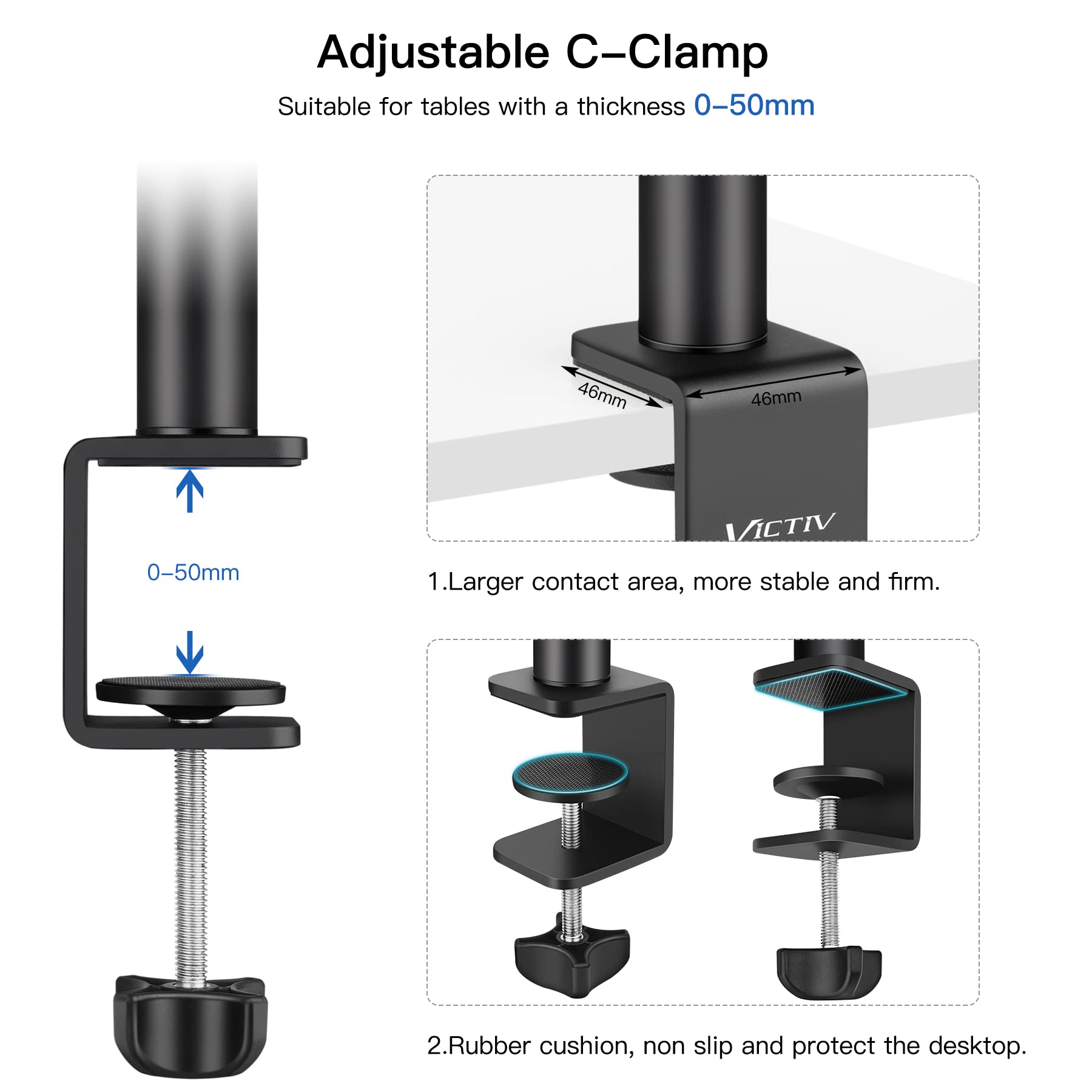 Victiv Adjustable Camera Table Mount Stand (37cm-105cm) with 1/4